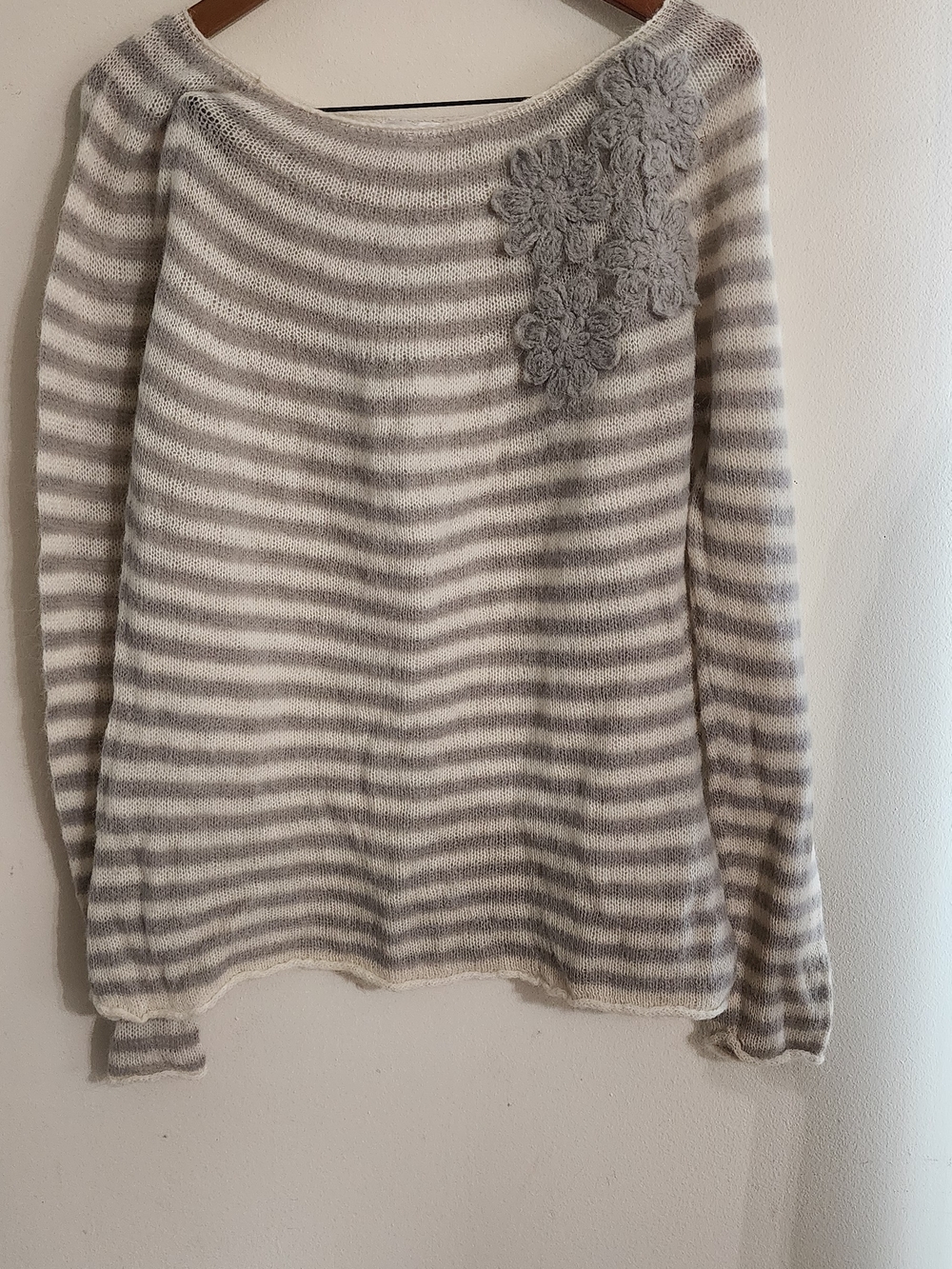 Isaac Mizrahi for Target Striped Alpaca Blend Sweater with Floral Applique Sz XX